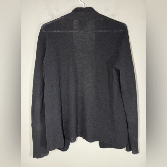Eileen Fisher Black Open Front Italian Yarn Wool Cardigan size M - Picture 5 of 7